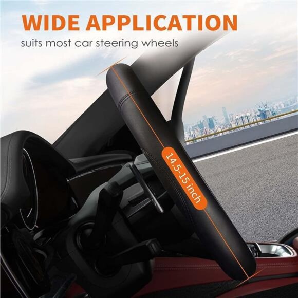 Car Steering Wheel Cover -Universal Car Accessory for Diverse Cars,Leather Cover - Picture 2 of 7